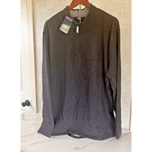 Lands' End Men's Bedford Ribbed 1/4 Zip Heather Gray XXL Pullover NEW BxE&FF